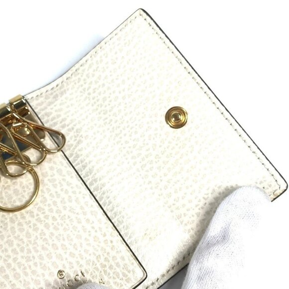 GUCCI 456118 logo GG 6 Key Case Key 6P Key Case PVC/Leather Beige - Picture 8 of 12